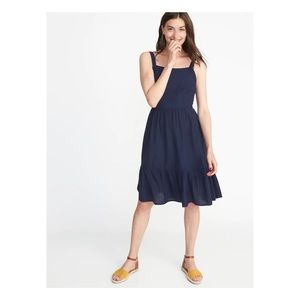 Midi blue apron dress